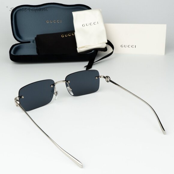Gucci Women Sunglasses Silver Blue Rectangle GG1703S 003 BRAND NEW - Picture 8 of 12